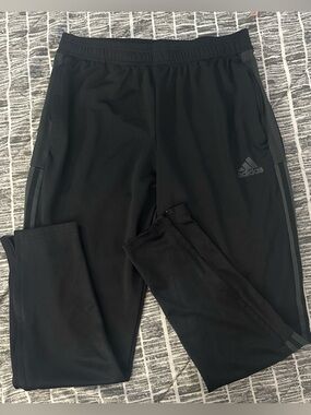 adidas mens joggers size Large Black Performance Track Pants with Stripe Detail